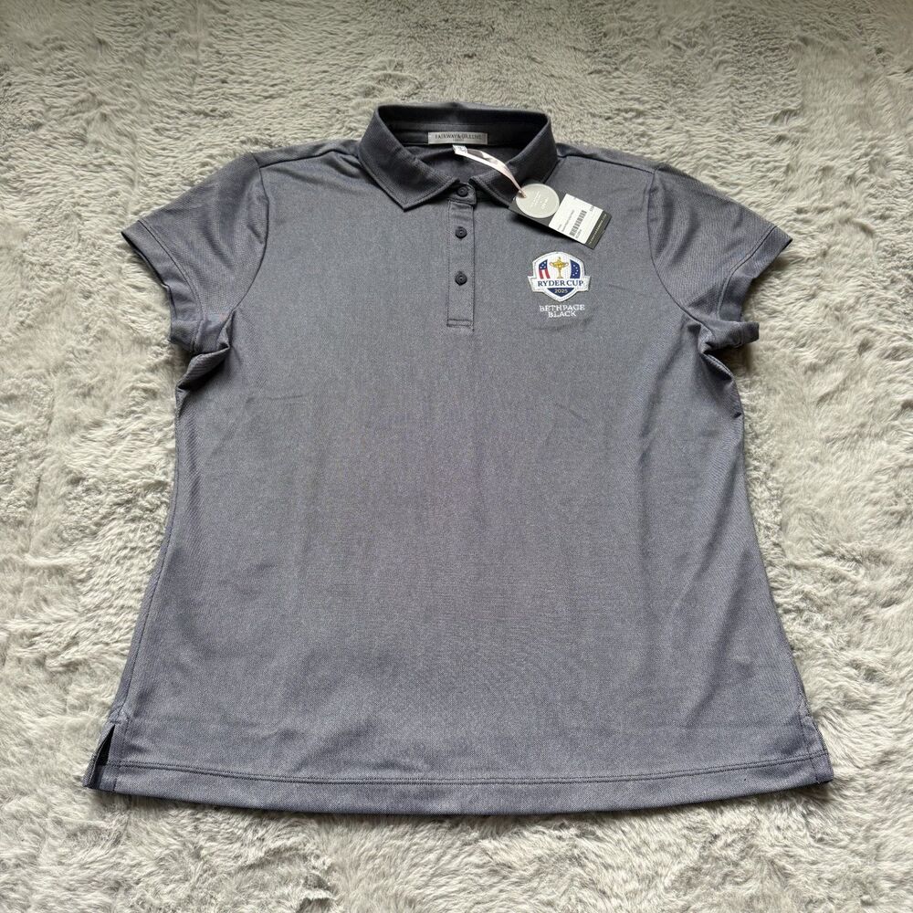 NWT FAIRWAY & GREENE LADIES GOLF DAWN PIQUE POLO SHIRT GRAY MEDIUM RYDER CUP